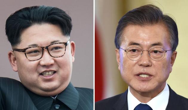 North Korean leader Kim Jong Un (left) and South Korea's President Moon Jae-In.(AFP Photo)