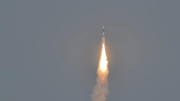 ISRO's GSLV-F08 carrying GSAT-6A communication satellite blasts off into the orbit from Satish Dhawan Space Centre, in Sriharikota on March 29, 2018.(PTI Photo)