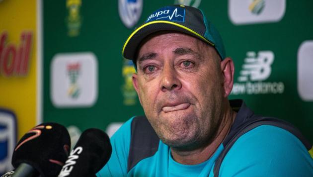 Darren Lehmann speaks to the press as he announces he will resign as Australian cricket team coach after the coming Test match on March 29, 2018 in Johannesburg.(AFP)