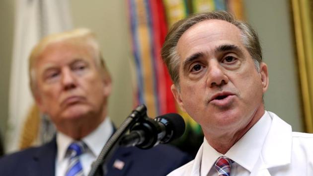 US President Donald Trump listens as David Shulkin speaks during a Department of Veterans Affairs Telehealth event at the White House in Washington, in August 2017. Shulkin, who served as US Secretary of Veterans Affairs , was fired on Wednesday. (Reuters File Photo) US President Donald Trump listens as David Shulkin speaks during a Department of Veterans Affairs Telehealth event at the White House in Washington, in August 2017. Shulkin, who served as US Secretary of Veterans Affairs , was fired on Wednesday. (Reuters File Photo)