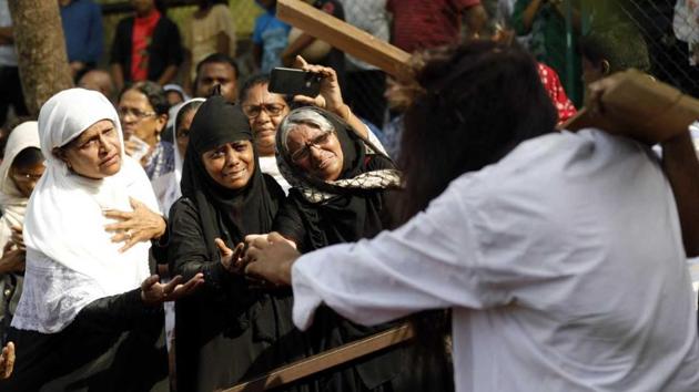 Parishoners at the St Patrick’s Cathedral enact a scene from the passion of Jesus Christ on Good Friday. (SHANKAR NARAYAN/HT PHOTO) Parishoners at the St Patrick’s Cathedral enact a scene from the passion of Jesus Christ on Good Friday. (SHANKAR NARAYAN/HT PHOTO)
