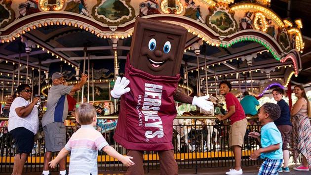 The 121-acre amusement park features chocolate-themed roller coasters as well as custom-made bars.(Facebook)