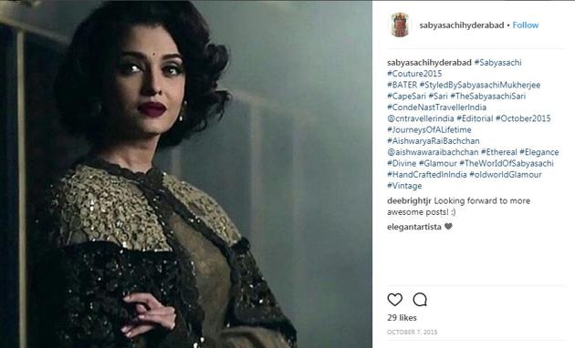 Aishwarya Rai Bachchan in a cape sari.(Instagram)