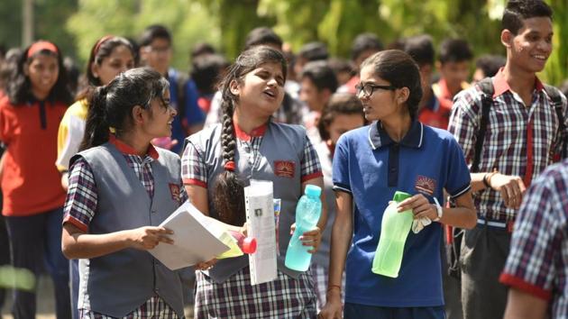 Students coming out of Jawaharlal Nehru school after appearing in Class 10 maths exam in Bhopal on March 28. (Mujeeb Faruqui/HT Photo) Students coming out of Jawaharlal Nehru school after appearing in Class 10 maths exam in Bhopal on March 28. (Mujeeb Faruqui/HT Photo)
