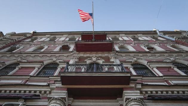 The US flag flies at the U.S. consulate in St. Petersburg, Russia, Friday, March 30, 2018.(AP)