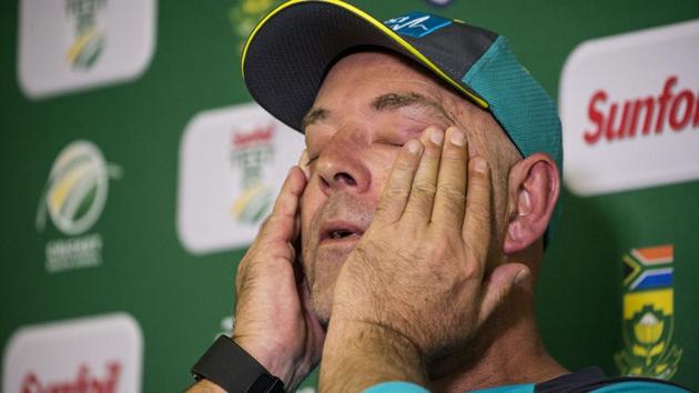 A tearful Lehmann - who was cleared of any wrongdoing by the CA investigation - confirmed he would leave his position in a news conference. (AFP)