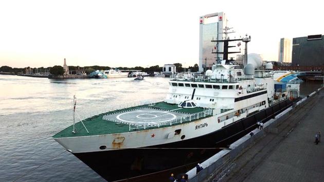 In this 2018 photo provided by Gonzalo Mórtola, the Russian research vessel Yantar is shown docked in Buenos Aires, Argentina. (AP Photo) In this 2018 photo provided by Gonzalo Mórtola, the Russian research vessel Yantar is shown docked in Buenos Aires, Argentina. (AP Photo)