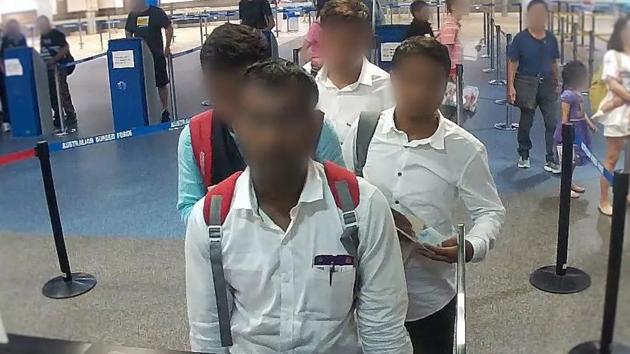 The fake Indian journalists at the Brisbane airport on Wednesday.(AFB)
