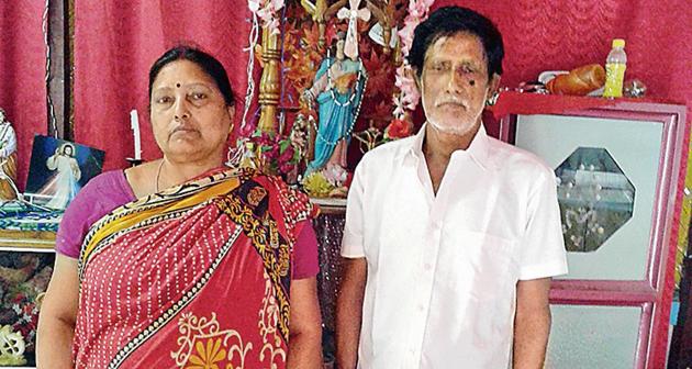 Jarat Laggardo, a member of the community, with his wife. Laggardo says the only thing he remembers of his culture is a few lines of a prayer in Portuguese rendered in the local Mariamnagar church around 50 years ago. (HT Photo) Jarat Laggardo, a member of the community, with his wife. Laggardo says the only thing he remembers of his culture is a few lines of a prayer in Portuguese rendered in the local Mariamnagar church around 50 years ago. (HT Photo)