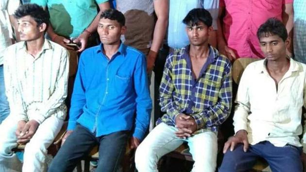 The accused in custody of Alwar police. (HT Photo) The accused in custody of Alwar police. (HT Photo)