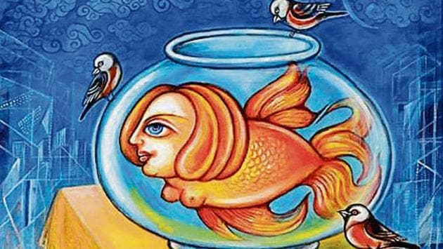 The painting, ‘Mermaid in the Fish Bowl’.(PHOTO: KAVITA SINGH)