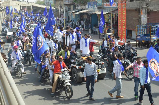 Scheduled caste and scheduled tribe activists take out a rally in Ajmer on Sunday, a day ahead of a ‘bharat bandh’, to protest against the apex court order on he Scheduled Castes and the Scheduled Tribes (Prevention of Atrocities) Act, 1989. (HT Photo) Scheduled caste and scheduled tribe activists take out a rally in Ajmer on Sunday, a day ahead of a ‘bharat bandh’, to protest against the apex court order on he Scheduled Castes and the Scheduled Tribes (Prevention of Atrocities) Act, 1989. (HT Photo)