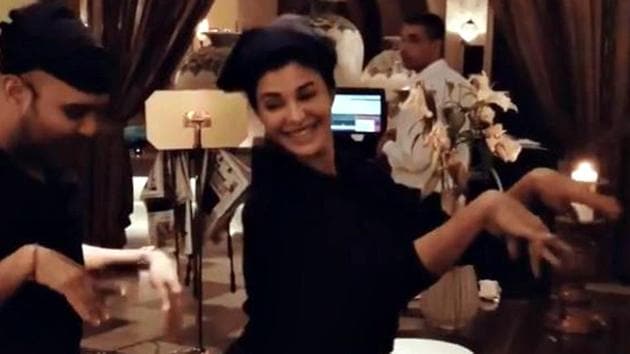 Jacqueline Fernandez and her friend, makeup artist Shaan Muttathil, break into the Dame Tu Cosita moves.