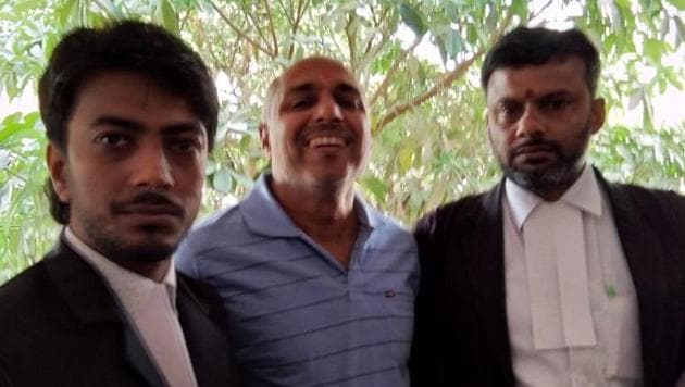 Anil Singh (centre), who is also associated with the Hindu Seva Samiti, was sent to 14 days judicial custody.(ANI/Twitter)