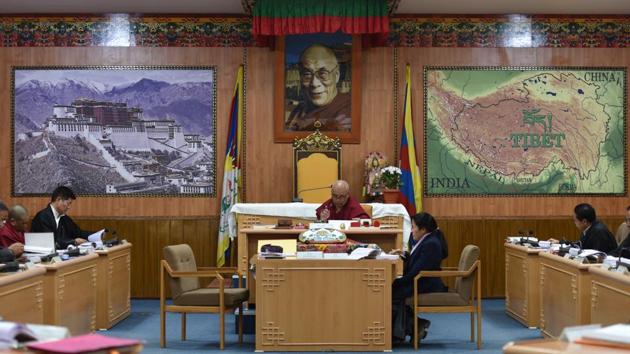 A view of the parliament in session in Dharamsala. This year, as the community celebrates 60 years of its existence in India, it has been a struggle for many. With the Dalai Lama’s advancing age, the community is increasingly trying to gaze into the crystal ball of State policy, looking for signs that the Indian government won’t turn its back on them after his death. (Anushree Fadnavis / HT Photo) A view of the parliament in session in Dharamsala. This year, as the community celebrates 60 years of its existence in India, it has been a struggle for many. With the Dalai Lama’s advancing age, the community is increasingly trying to gaze into the crystal ball of State policy, looking for signs that the Indian government won’t turn its back on them after his death. (Anushree Fadnavis / HT Photo)