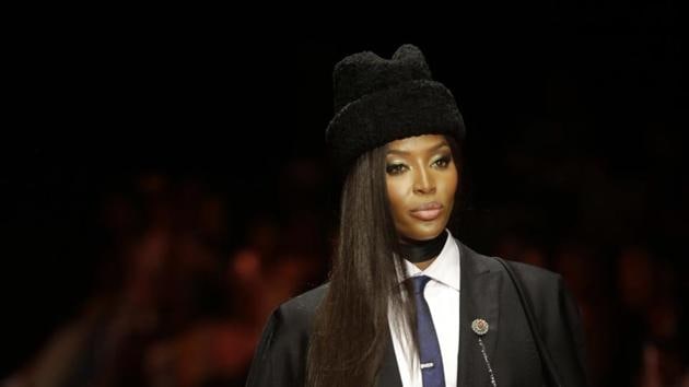 British model Naomi Campbell displays an outfit by designer Ozwald Boateng during the ARISE Fashion Week event in Lagos, Nigeria.(AP) British model Naomi Campbell displays an outfit by designer Ozwald Boateng during the ARISE Fashion Week event in Lagos, Nigeria.(AP)