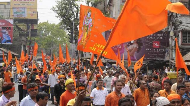 A group of VHP activists, accompanied by Bajrang Dal workers, staged a protest at South Joynagar in Tripura West district, which shares a border with Bangladesh on Sunday.(HTFILE PHOTO/REPRESENTATIVE IMAGE) A group of VHP activists, accompanied by Bajrang Dal workers, staged a protest at South Joynagar in Tripura West district, which shares a border with Bangladesh on Sunday.(HTFILE PHOTO/REPRESENTATIVE IMAGE)