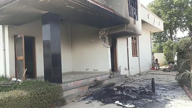 Protesters had set Hindaun City MLA Rajkumari Jatav’s home on fire on Tuesday. (HT Photo) Protesters had set Hindaun City MLA Rajkumari Jatav’s home on fire on Tuesday. (HT Photo)