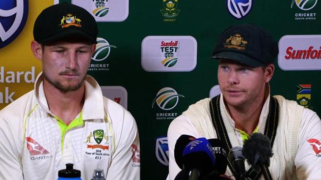 Steve Smith (R) and David Warner (not in picture) were handed one-year bans for the role in the ball-tampering scandal, while Cameron Bancroft (L) was given a nine-month ban.(AFP)