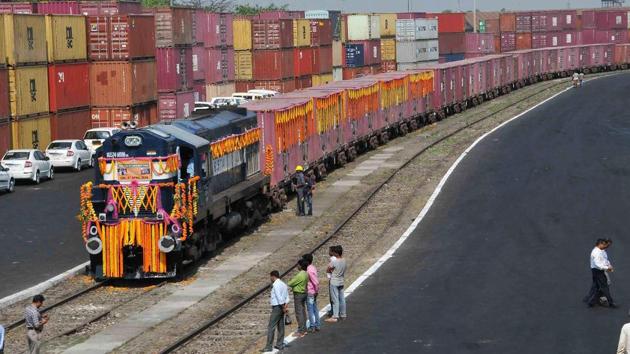 The trial run of the first container train between India and Bangladesh was flagged off on Tuesday. The inaugural train was loaded with 60 containers, mainly carrying de-oiled cake which serves as a raw material for animal feed. It was flagged off from the terminus of the Container Corporation of India (Concor), near Majherhat station in Kolkata. (PTI)