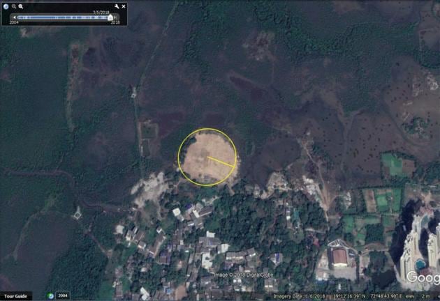 A satellite image taken this year shows the lost mangrove cover in Charkop