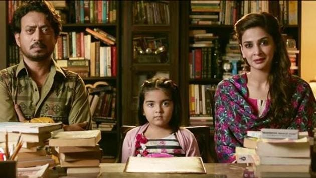 Irrfan Khan and Saba Qamar in a still from Hindi Medium.