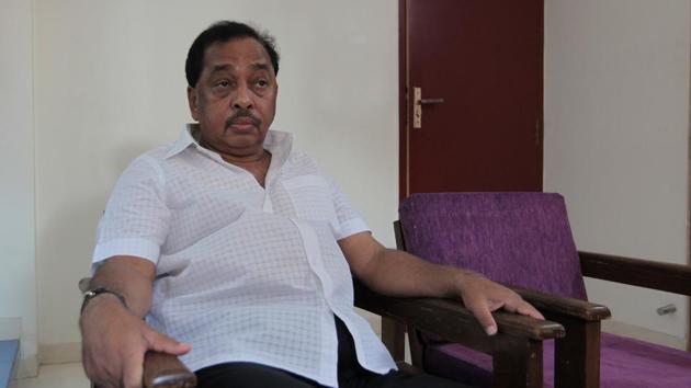 Rane, after being sworn in as a member of the Rajya Sabha on Tuesday, said he would not merge his party with the BJP as the Shiv Sena is part of the state government.(HT FILE)