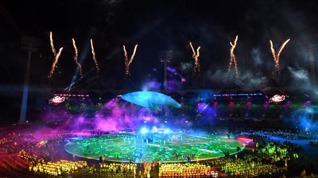 It’s a riot of colours during the opening ceremony of the 2018 Gold Coast Commonwealth Games at the Carrara Stadium. (AFP)
