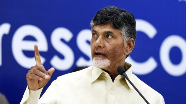 Chief minister Andhra Pradesh Chandrababu Naidu during his press conference in New Delhi on Wednesday.(Arvind Yadav/HT Photo) Chief minister Andhra Pradesh Chandrababu Naidu during his press conference in New Delhi on Wednesday.(Arvind Yadav/HT Photo)