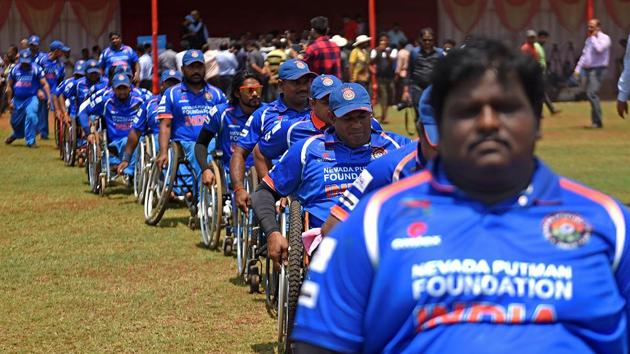 India won the match by two runs against Bangladesh at Meghnath Sport Complex ground at Shivaji University (Kolhapur) Campus on Sunday. (Satyabrata Tripathy/HT Photo) 