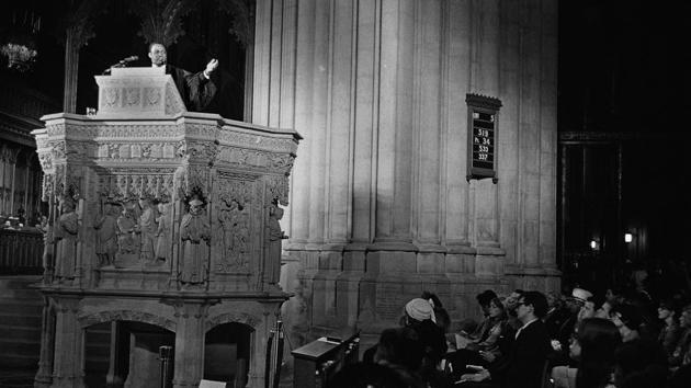 Martin Luther King Jr. (L), who headed the Southern Christian Leadership Conference, preaches to a capacity crowd from the pulpit at the National Cathedral in Washington on March 31, 1968. King spoke from the Cathedral's Canterbury Pulpit in what would be his last Sunday sermon before he was assassinated in Memphis. (John Rous / AP File) Martin Luther King Jr. (L), who headed the Southern Christian Leadership Conference, preaches to a capacity crowd from the pulpit at the National Cathedral in Washington on March 31, 1968. King spoke from the Cathedral's Canterbury Pulpit in what would be his last Sunday sermon before he was assassinated in Memphis. (John Rous / AP File)