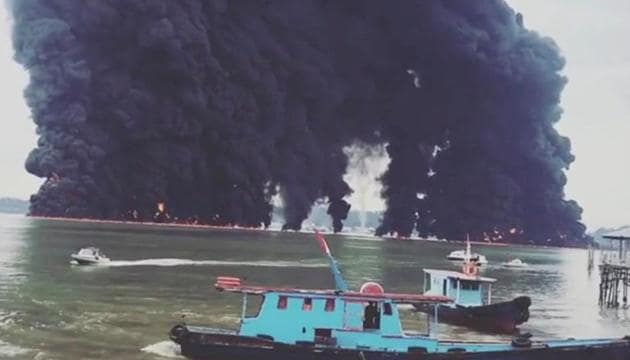 Police are still investigating the source of the spill, which as of Tuesday had an area of around 12 square kilometres. (Reuters) Police are still investigating the source of the spill, which as of Tuesday had an area of around 12 square kilometres. (Reuters)