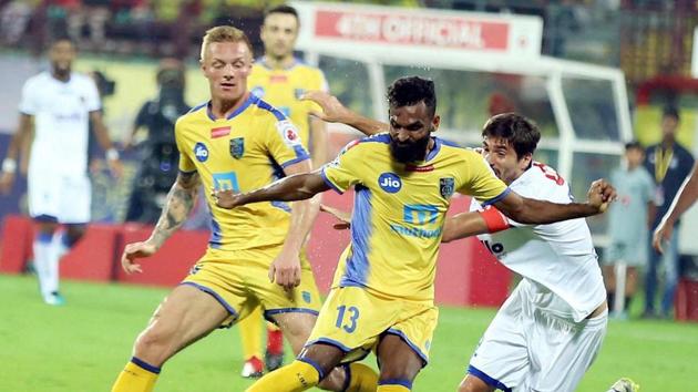 Kerala Blasters FC will be determined to avoid a slip-up against NEROCA, who finished second in the I-League.(PTI)