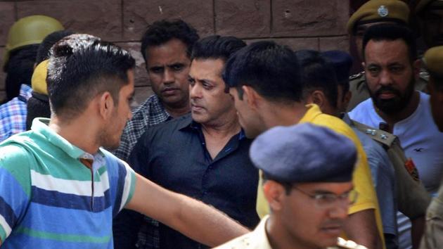 Bollywood actor Salman Khan is taken away from the court after he was awarded five years in jail in a poaching case, in Jodhpur on Thursday.(PTI)