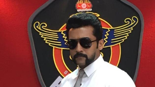 Suriya in a poster of S3, the third part of Singam franchise.