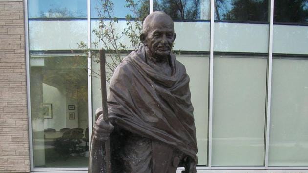 The Gandhi statue at Carleton University in Ottawa, unveiled on October 2, 2011, was donated by the Indian government through the Indian Council of Cultural Relations.(Courtesy: MGPC/Gandhiji.ca)