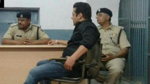 Salman Khan inside Jodhpur Central Jail on Thursday.(ANI Twitter)