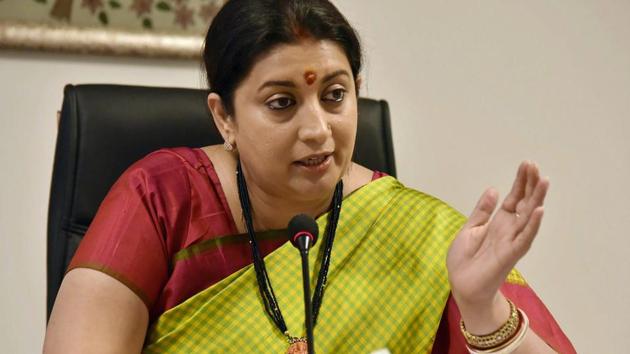 Union Minister for Textiles and Information & Broadcasting Smriti Irani(PTI File Photo) Union Minister for Textiles and Information & Broadcasting Smriti Irani(PTI File Photo)