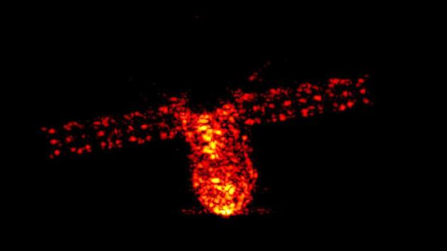 A radar image shows the Tiangong-1 satellite taken at a height of about 270 km above the earth. The defunct Chinese space lab disintegrated under intense heat as it hurtled through Earth's atmosphere. (Franhaofer FHR / AFP)