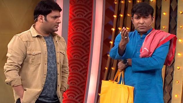 Kapil Sharma and Chandan Prabhakar on the Family Time With Kapil Sharma.(Sony)