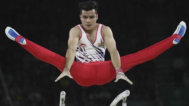In gymnastics, Yogeshwar Singh finished 14th among 18 competitors in the men’s individual all round event final in the 2018 Commonwealth Games. (AP) In gymnastics, Yogeshwar Singh finished 14th among 18 competitors in the men’s individual all round event final in the 2018 Commonwealth Games. (AP)