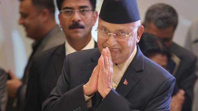 Nepalese Prime Minister Khadga Prasad Oli in New Delhi.(AP)
