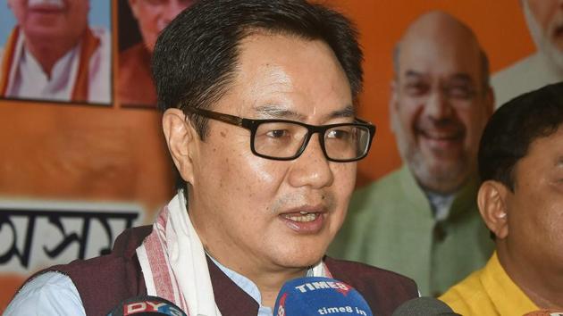 Union minister of state for home affairs Kiren Rijiju addresses a press conference in Guwahati.(PTI Photo) Union minister of state for home affairs Kiren Rijiju addresses a press conference in Guwahati.(PTI Photo)