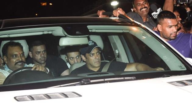 Actor Salman Khan on his arrival in Mumbai on Saturday.(IANS)
