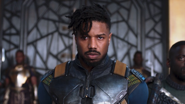 Michael B Jordan as Erik Killmonger in Black Panther.