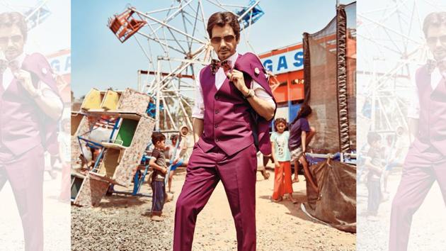 Nawazuddin Siddiqui’s journey has been a quintessential Bollywood rags to riches story. (Styling: Akshay Tyagi; Styling assistant: Mayuri Nivekar; Make-up and hair: Rajesh Nag; Wardrobe: Outfit, The Maroon Suit Company; lapel pin and pocket square, The Tie hub; bow tie, Zara; watch, Jaipur Watch Company; sunglasses, Opium Eyewear; Socks, Happy Socks; shoes, Trumpet Shoes)(Prabhat Shetty)