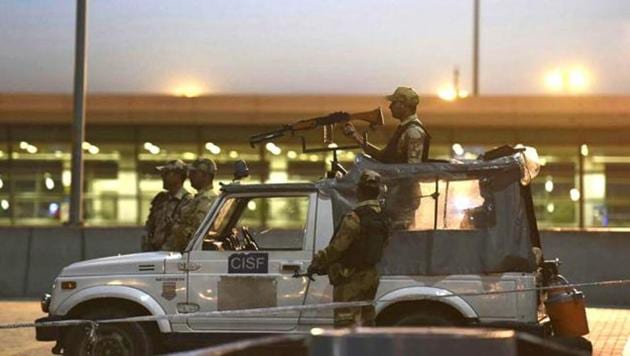 A CISF security vehicle outside IGI airport in New Delhi.(Sanjeev Verma/HT File Photo) A CISF security vehicle outside IGI airport in New Delhi.(Sanjeev Verma/HT File Photo)