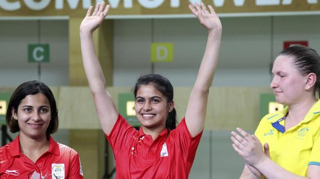 Bhaker pipped compatriot Heena Sidhu (L) to win the title. (AP) Bhaker pipped compatriot Heena Sidhu (L) to win the title. (AP)