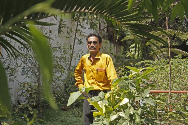 Balaram Shirishkar, 52, has taken it upon himself to develop more green zones within the workshop area.(Hemanshi Kemani/HT)