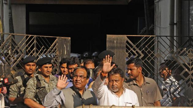 BJP leaders and supporters protest in front of State Election Commission office over violence ahead of panchayat polls, in Kolkata.(Samir Jana/HT File photo)